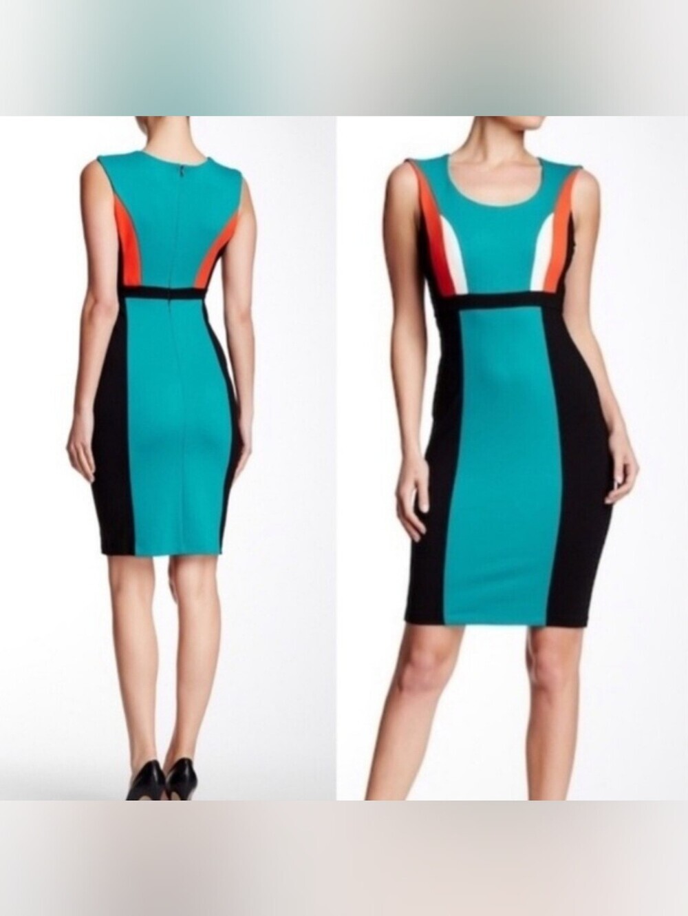 Plenty by Tracy Reese VEDA colorblock sheath dress contour retro size 8